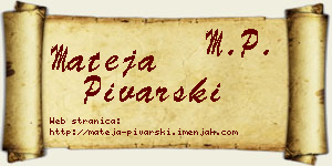 Mateja Pivarski vizit kartica